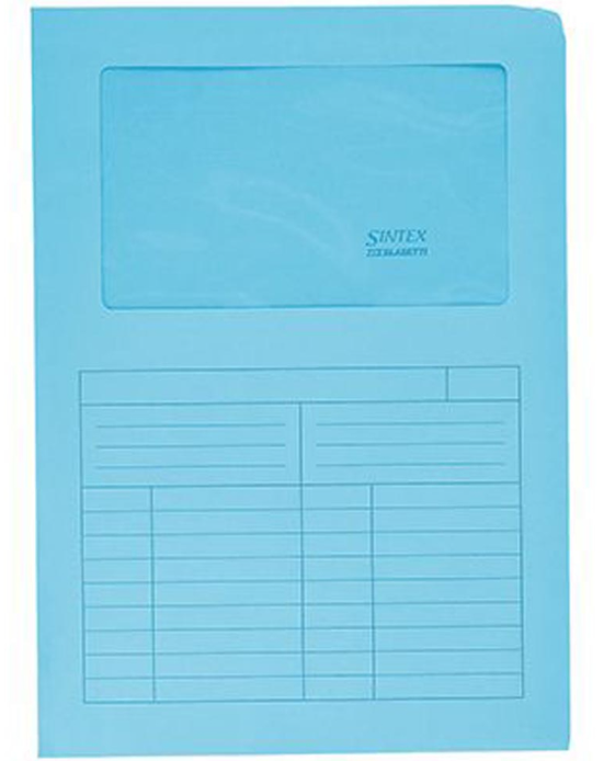 CARTELLA CON FINESTRA APERTURA A L 120gr 22x31cm SINTEX BLASETTI COLORE AZZURRO