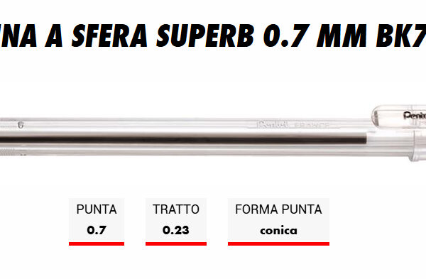 PENNA A SFERA PENTEL SUPERB PUNTA 0.7mm COLORE NERO