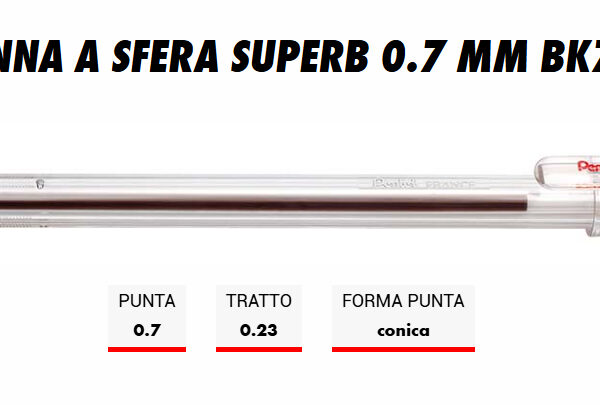 PENNA A SFERA PENTEL SUPERB PUNTA 0.7mm COLORE ROSSO